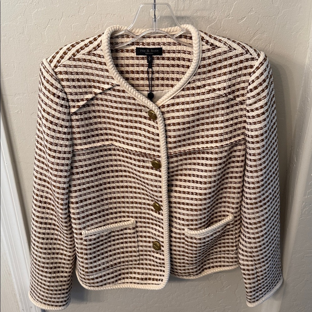 LAST CHANCE: Rag & Bone “Mirabelle”Ivory and Brown Tweed Jacket